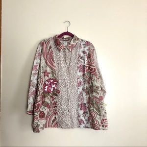 Caribbean Joe NWT Summer Nights Calico Peony Top